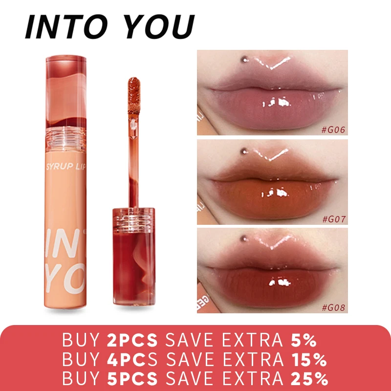 INTO YOU Syrup Lip Gloss Liquid Lipstick 3 New Colors Sweet Lip Tint Makeup for Women