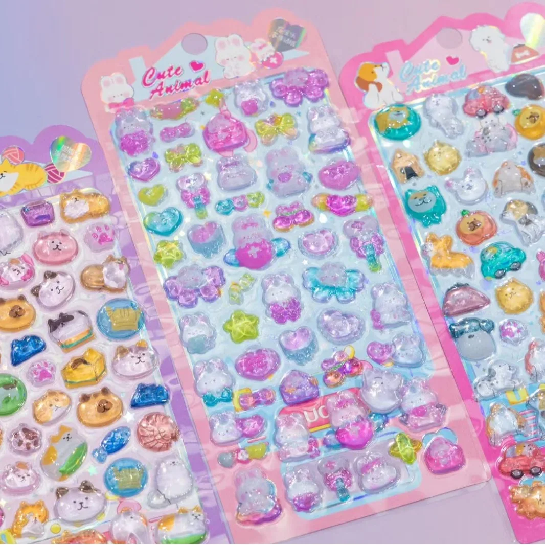 1 Stuks/1Lot Kawaii Plakboek Stickers Schattige Cartoon Junk Dagboek Huisdier Gouden Planner Briefpapier Sticker