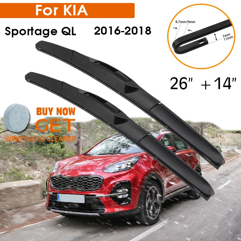 Car Wiper Blade For KIA Sportage QL 2016-2018 Windshield Rubber Silicon Refill Front Window Wiper 26