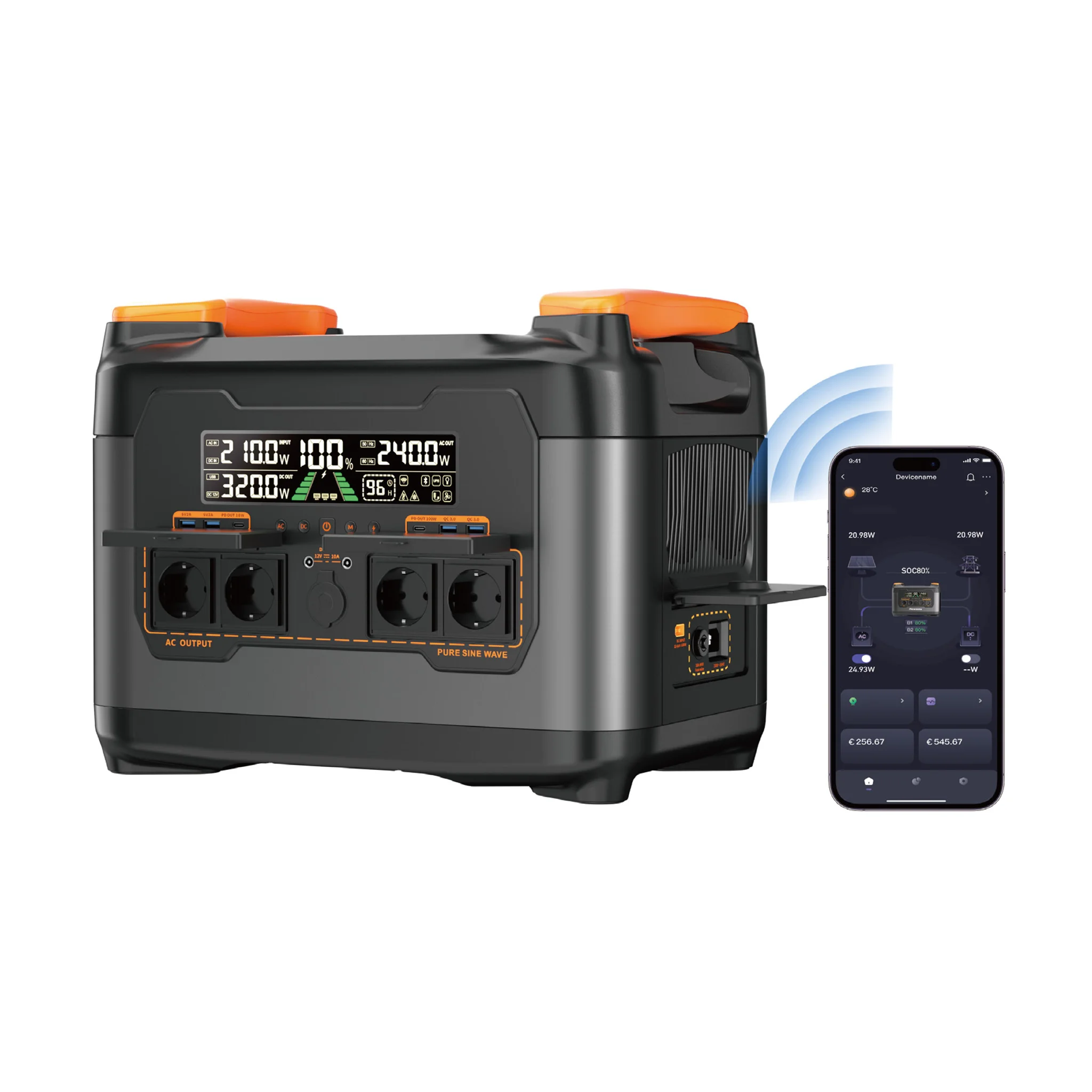 Newsmy（Necespow） S2400 2048Wh LiFePO4 Battery Portable Power Station 2400W 4*AC Power Outdoor Camping Home Backup Removable Power Supply
