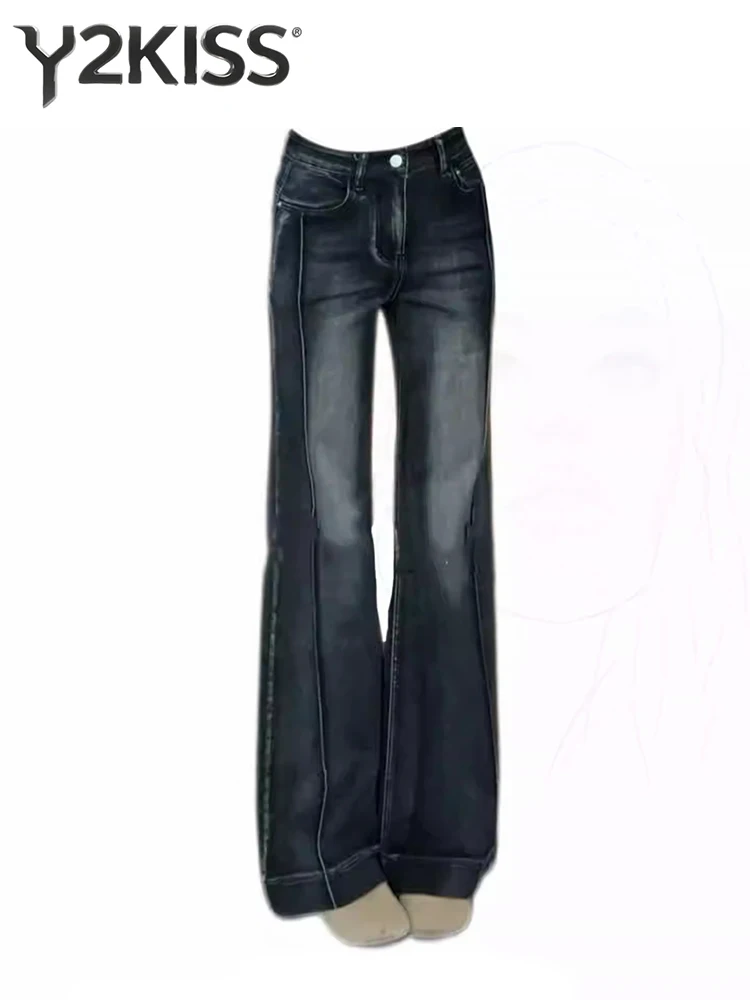 

Women's Jeans Korean Fashion Denim Pants 2000s Y2K American Retro Straight Leg Harajuku Cowboy Grunge High Street Chic New
