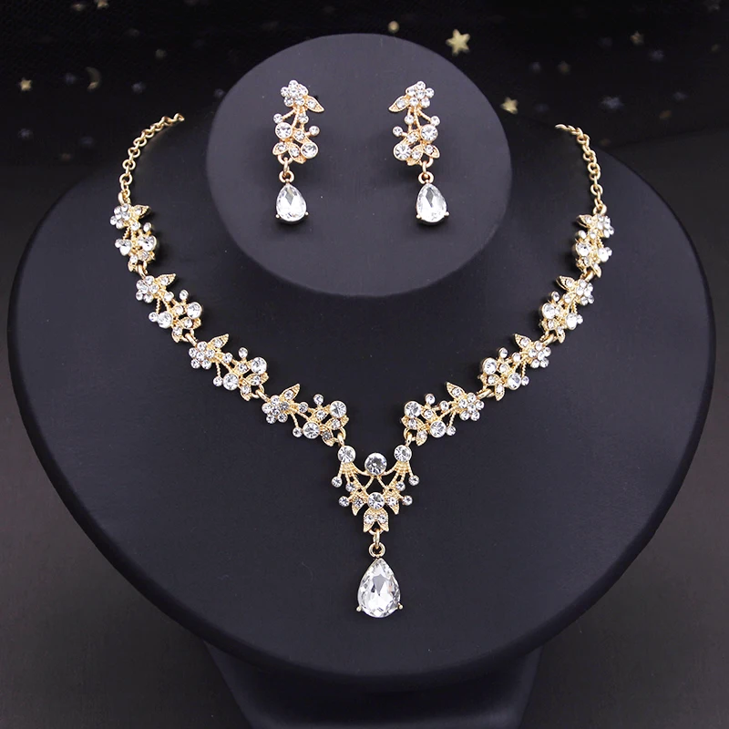 Fashion Pendants Necklaces Earrings Sets for Women Bridal Jewelry Set for Wedding Dress Prom Costume Accessories