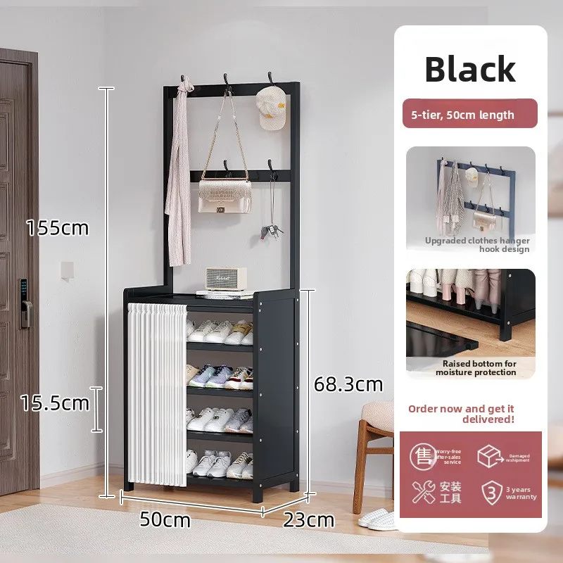 Multi-functional Shoe and hat rack Bedroom hanger Floor-to-ceiling coat rack Shoe rack Entry shoe rack Shelf integrated