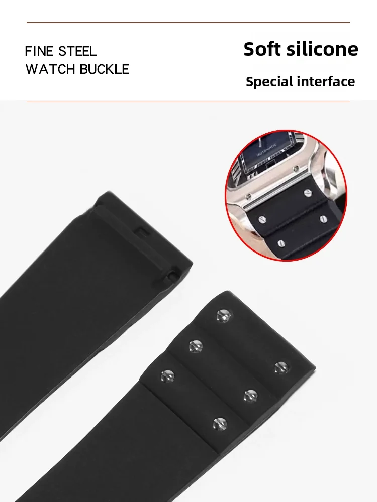 21 متر المعادن الصلب المسامير الفرقة ل كارتييه سانتوس ساندوز 100 WSSA0009 WSSA0018 حزام ساعة اليد سيليكون حزام الساعات المطاط الرجال معصمه