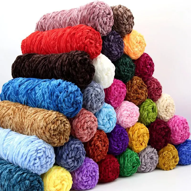 DIY 100 % Polyester-Samtharn, Amigurumi-Zubehör, Delphin-Baby-Plüschgarn, weiches Chenille-Garn zum Stricken, 1 Strang, 100 g, 130 m