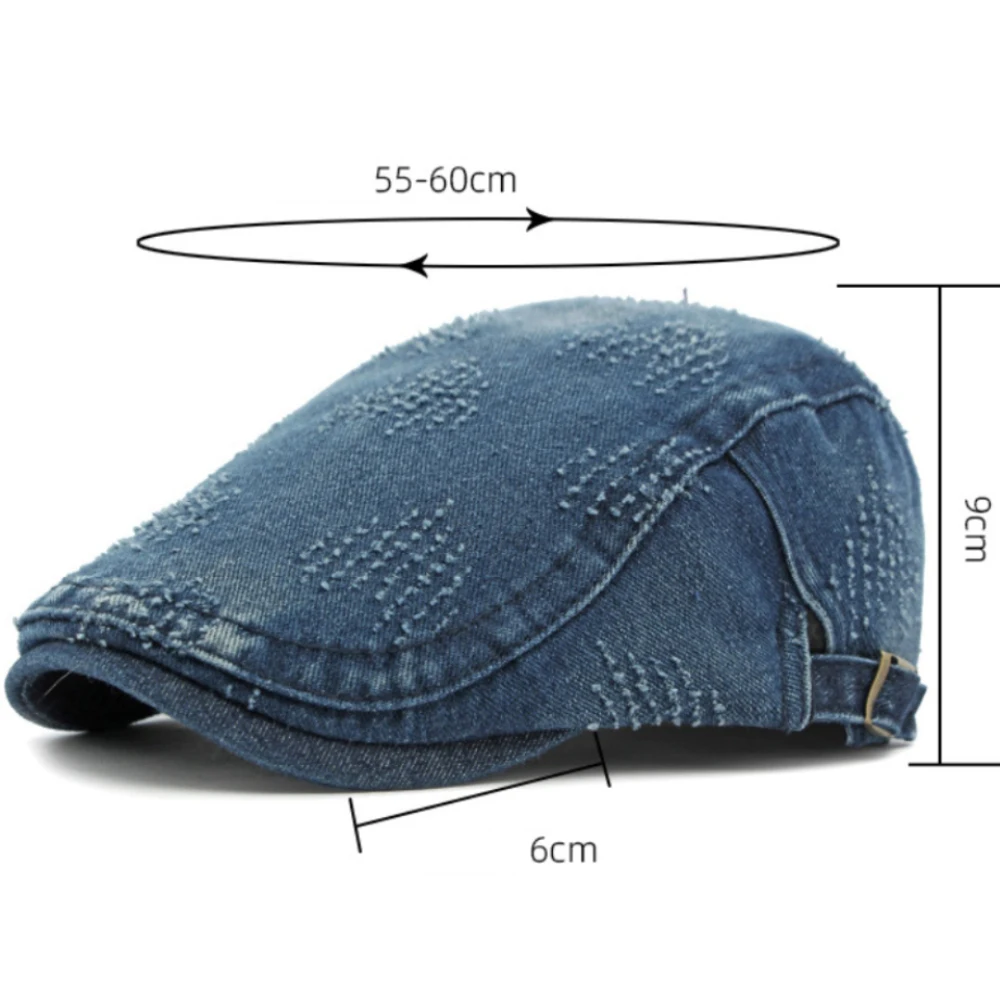 

HT4361 Mens Berets Women 100% Cotton Ivy Flat Cap Artist Painter Spring Summer Autumn Denim Cap Male Female Adjustable Beret Cap