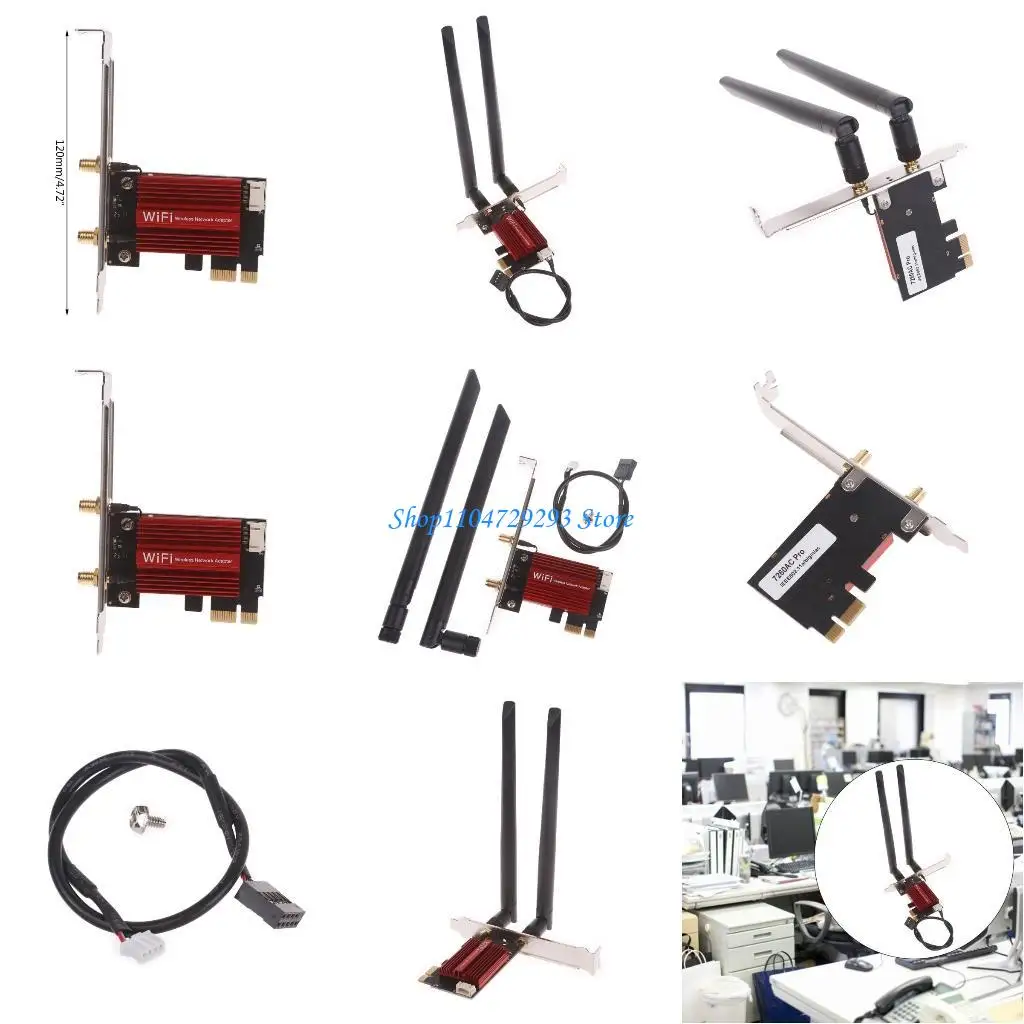 

Y2GD Dual Band 2.4G/5Ghz Wifi For Intel 7260AC Wireless 7260 802.11ac 867Mbps WIFI Bluetooth-compatible Card with Antenna