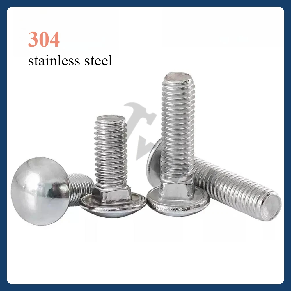 1/2/3/5/10/25 قطعة M3 M4 M5 M6 M8 M10 M12 GB12 A2-70 304 الفولاذ المقاوم للصدأ الجمالون جولة رئيس ساحة الرقبة النقل المسمار مدرب الترباس