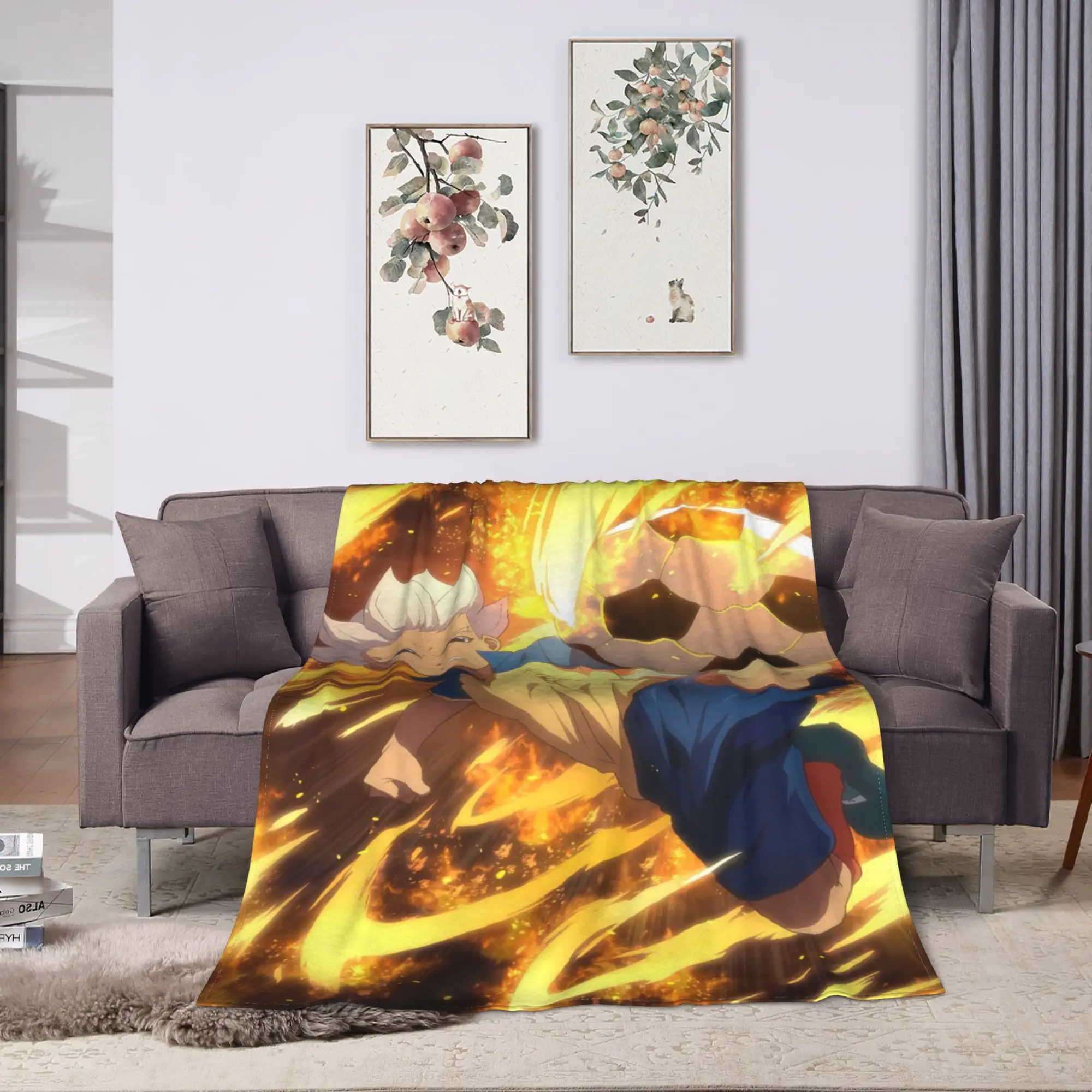 Anime Axel Blaze Inazuma Eleven Flannel Blanket Winter Warm Soft Throw Blanket Children Outdoor Pattern Bedspread Sofa Bed Cover
