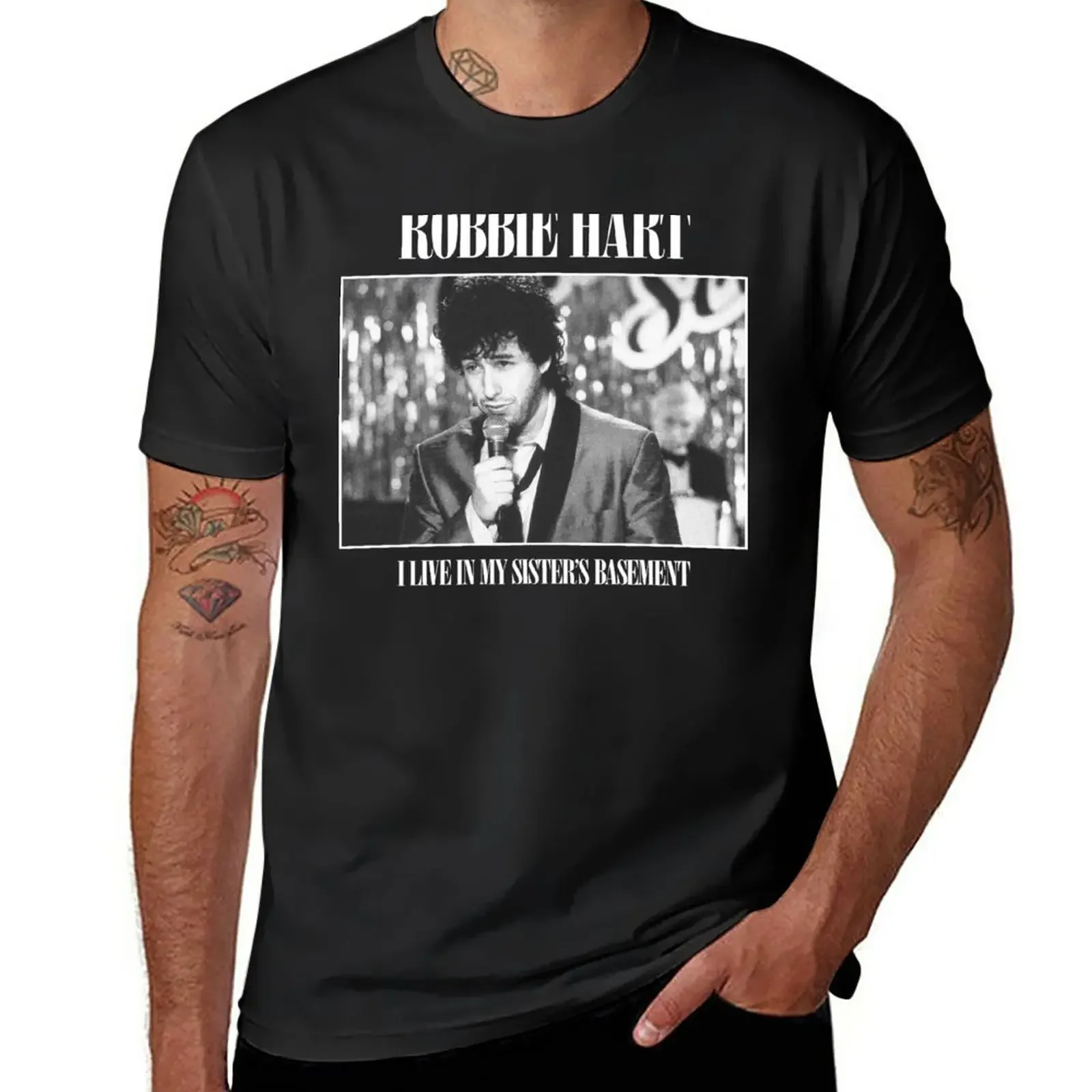 The Wedding Singer: I Live In My Sister's Basement - Robbie Hart T-Shirt funnys customizeds heavyweight t shirts for men