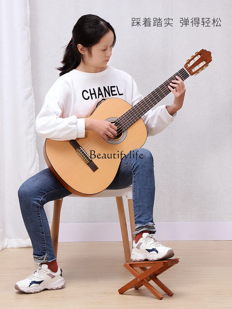 Solid Wood Classical Guitar Pedal Lifting Foot Stool