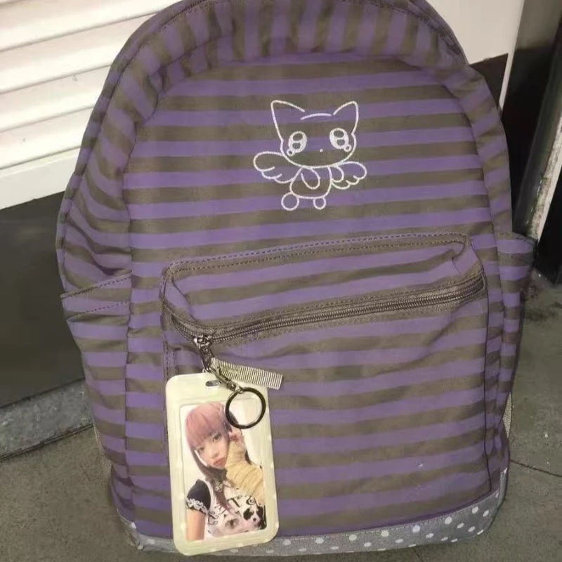 

Japanese-style Kawaii Cartoon Fashion Cute Cat Stripe Large-capacity Backpack Student Schoolbag Back To School Woman Bag