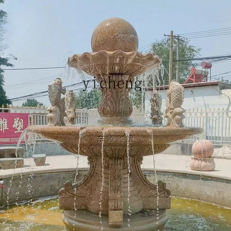 

TQH stone fountain water feng shui ball marble water fountain fish pond outdoor rockery water sculpture decoration