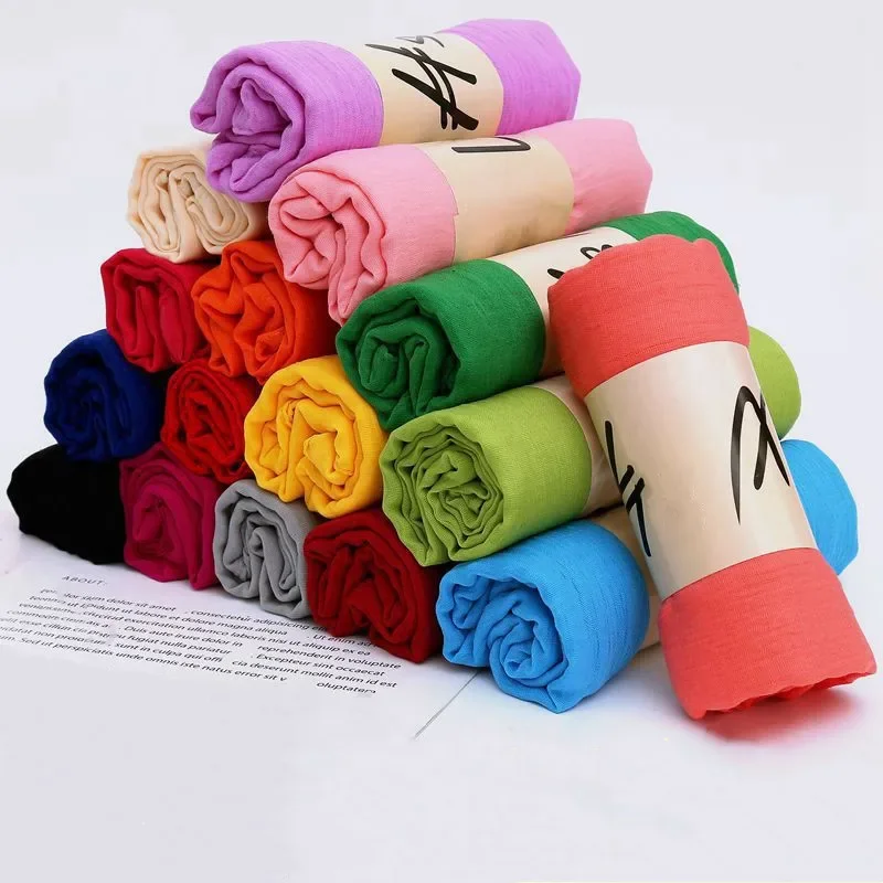 Luxury Solid Color Soft Warm Scarf Women Hijabs Kerchief Hairband Neckerchief Headband Lady Bandana Foulard Black Beige Scarves