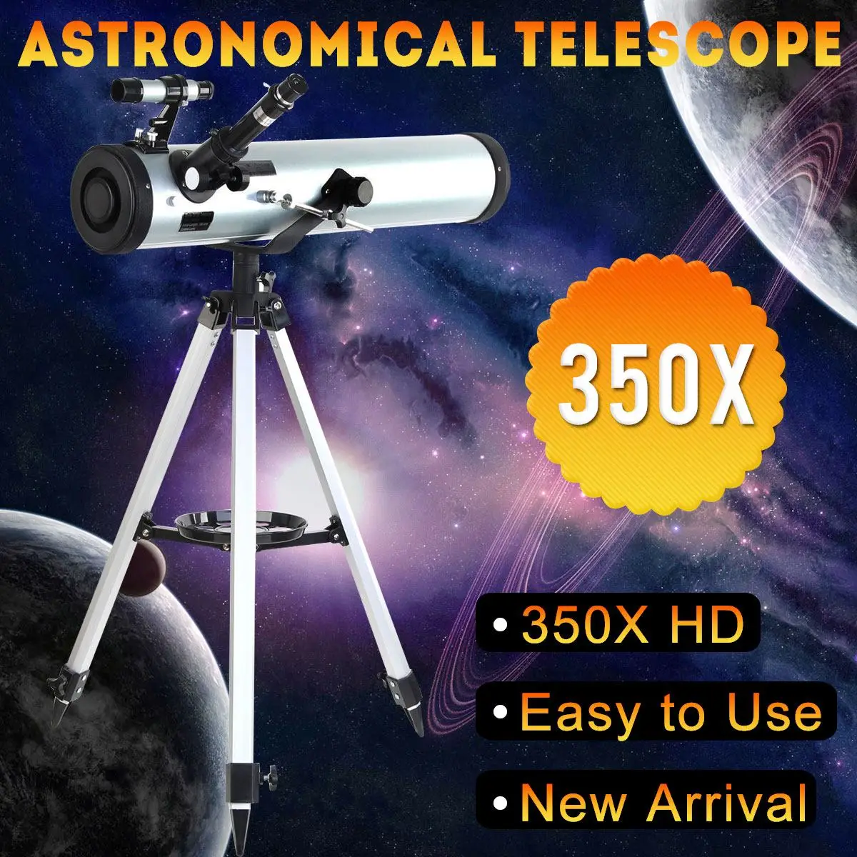 

Professional 76mm Reflector Astronomical Telescope Reflector with Tripod and Eyepieces Dual Purpose Telescope 700-76 Reflector