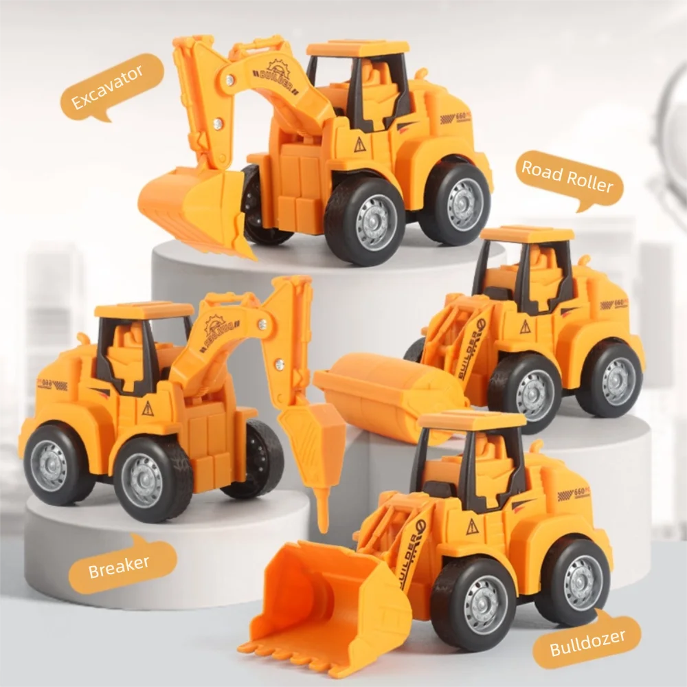 Durable Plastic Engineering Vehicle Model Press Sliding Simulation Model Excavator Bulldozer