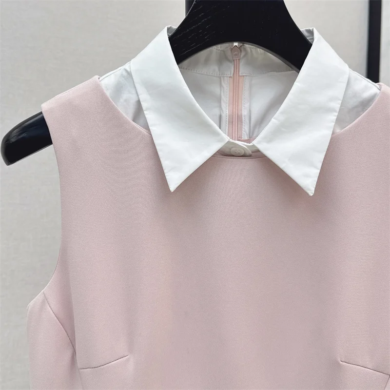 Women's dress New waist cinching slim mini dress for summer 2025 lapel sleeveless Short dresses party dresses Evening dresses