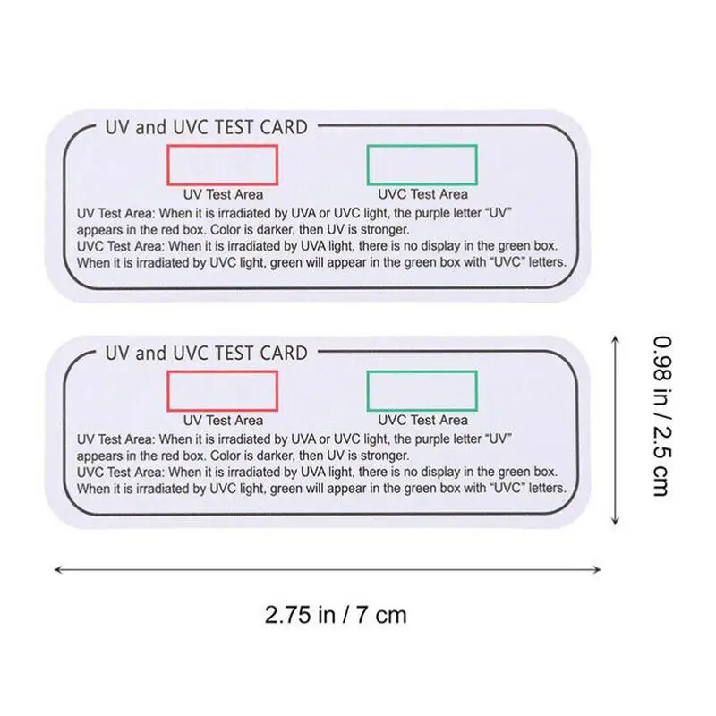Reutilizável UV Light Testing Card, UVC Tester, Nível resistente à temperatura, UVA UVC Detection Card, 5 pcs