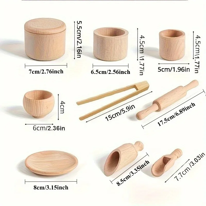 1 Zestaw Symulowanych Zestawów Herbacianych do Kuchni, Zabawki do Udawania Domu, Zabawki Drewniane, Zabawki do Domku dla Lalek, Prezenty Świąteczne, Prezenty Urodzinowe