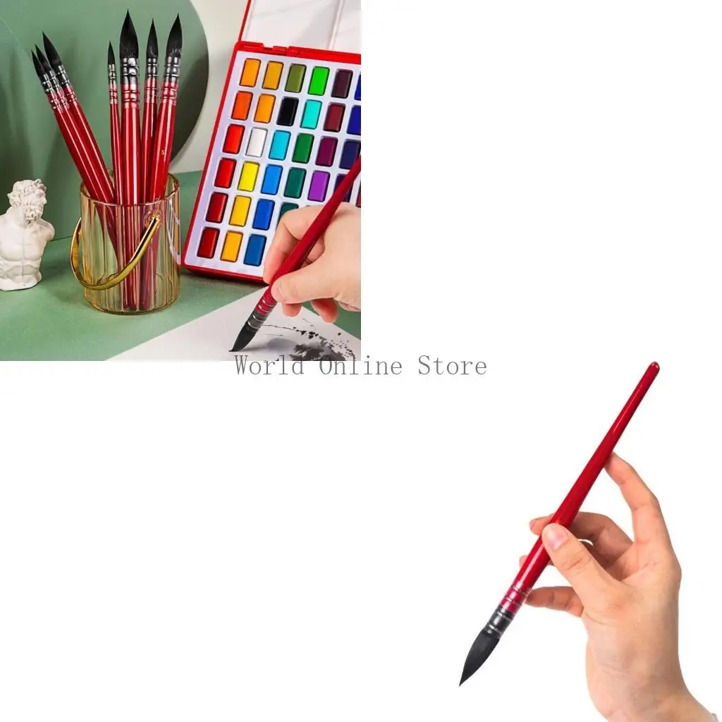

Handle Watercolor Brush Nylon Bristles Paint Brush for Acrylic Gouache Oil 87HC