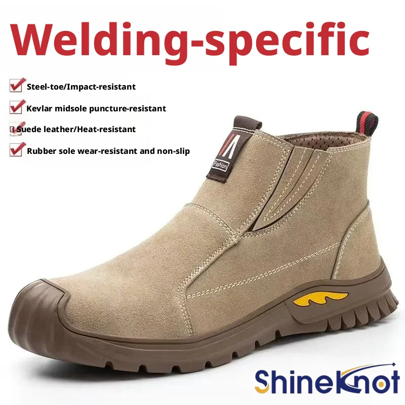 SHINEKNOT Four Season Labor Protection Shoes For Men Breathable Anti Smashing Anti Stab Steel Toe Cap Anti Slip