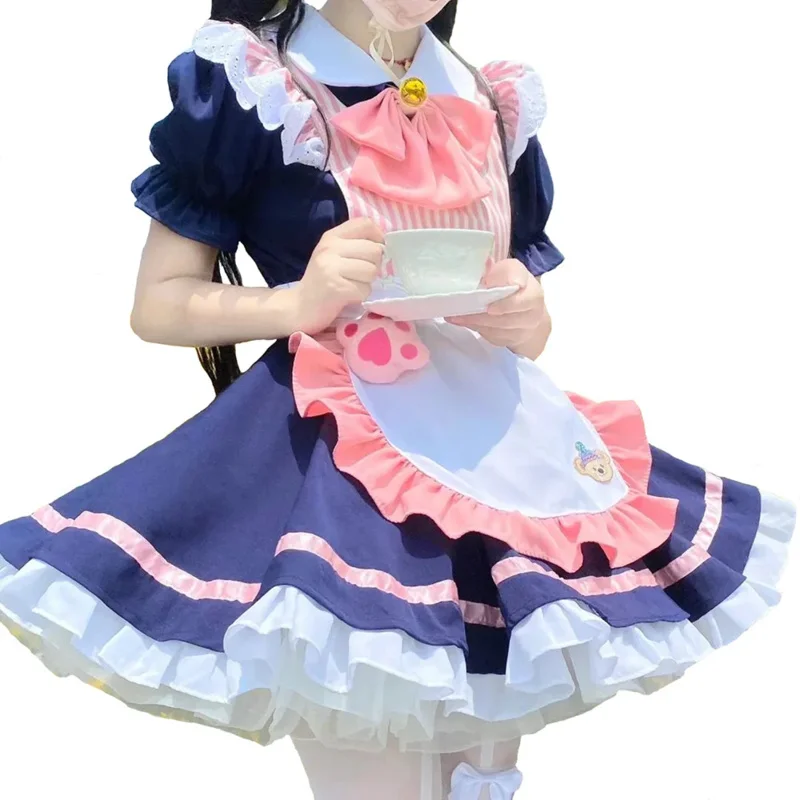 Robe de femme de chambre Lolita Anime pour filles, costume de cosplay, griffe de chat mignonne, robe comique, femme de chambre de serveuse, fête, olympiques de scène, UY3207