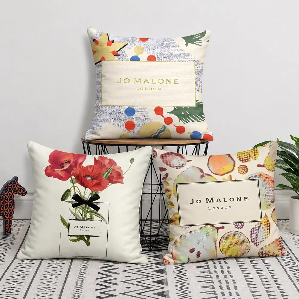 J-Jo M-Malone London Cushion Cover Natural Linen Organic Fabric Double-Sided Printing Sofa Home Decor Gift Pillow Cover