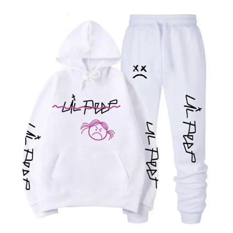 RIP Lil Peep Hoodie Sweatshirt Sets Men/Women Winter Warm Fleece Hoodies Sweatshirts+Sweatpants Suits Hip Hop Pullover Hooded