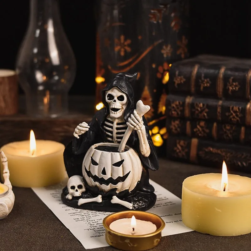 Ornament Skull Pumpkin Crow Dark Horror Aesthetic Tabletop Ornament Halloween Ghost Props