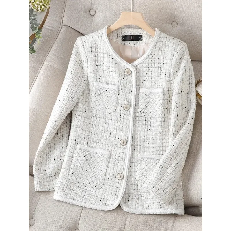 Chaqueta informal a cuadros para mujer, abrigo de manga larga con botonadura única, color Beige y verde, novedad de invierno