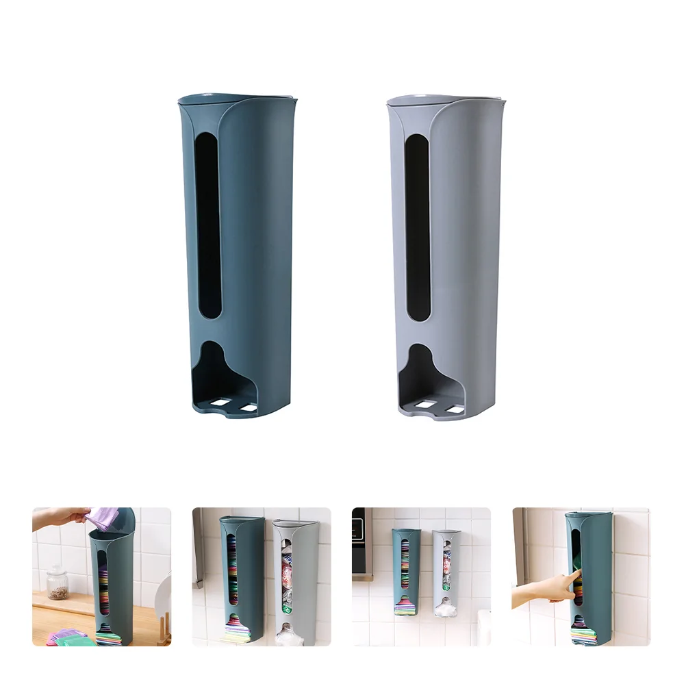 2 Pcs Plastic Bag Storage Box Wall Hanger Mounted Saver Container Garbage Holder Shopping Trash Bags