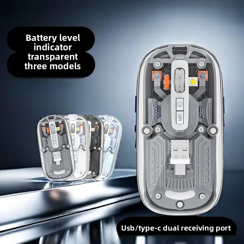 

Mobile Phone Tablet Wireless Mouse Laptop Office Transparent Three-Mode Type-C Portable