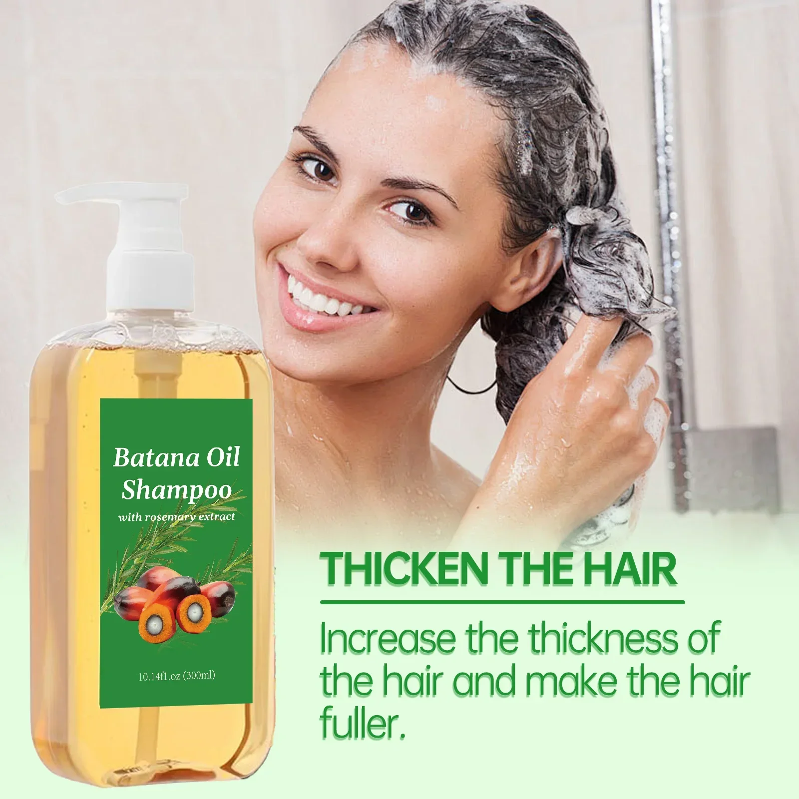 Natural Rosemary & Batana Oil Strengthening Shampoo 300ml - For Hair Growth & Thickness, Frizz Control, Scalp Nourishment - view 3