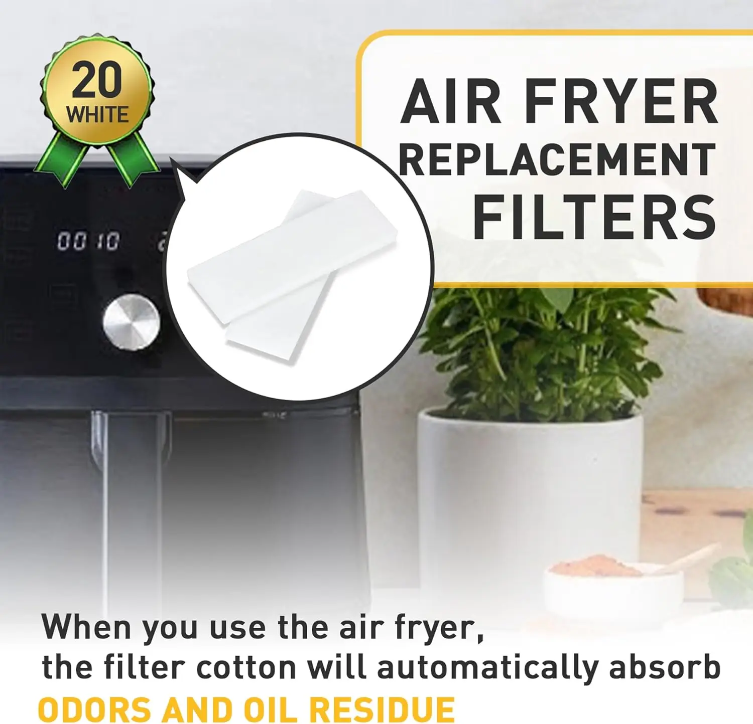 20 قطعة من فلاتر استبدال مقلاة الهواء لمقلاة الهواء 6QT Instant Vortex Plus مع ClearCook ومسح الرائحة، ومرشحات الهواء لمسح الرائحة