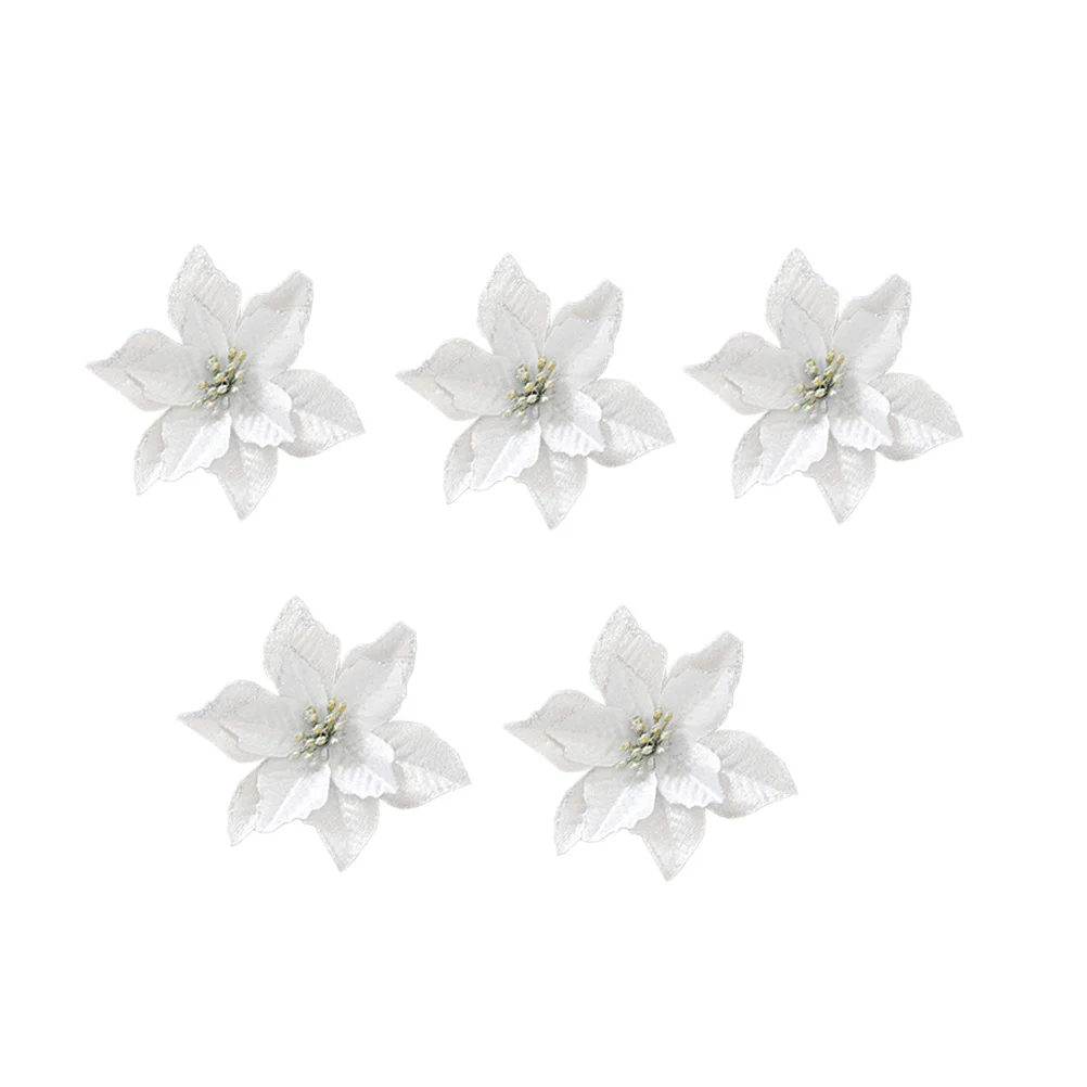 

24Pcs Christmas Flower Decoration Sparkling Fake Flowers for Xmas Tree Ornament Hanging Wedding Decorative Use