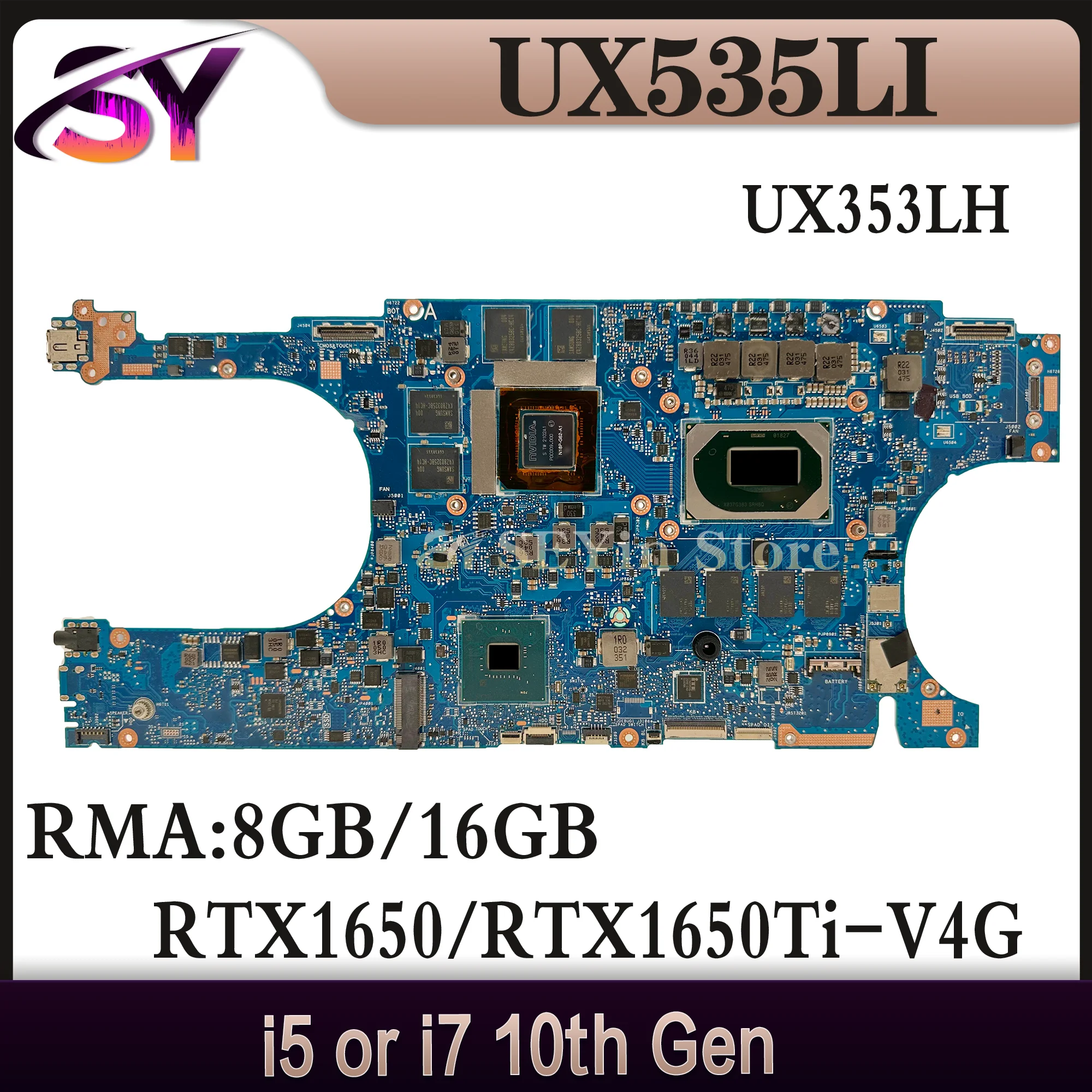 UX535LH Mainboard For ASUS UX535LI BX535L BX535LH BX535LI Laptop Motherboard i5 i7 10th Gen GTX1650/GTX1650Ti-V4G 16GB/RAM