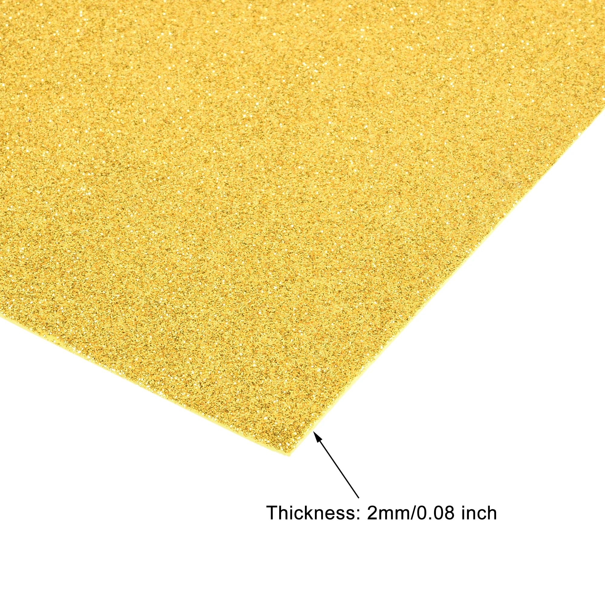 Uxcell 6pcs 2mm Thick Gold Powder Glitter EVA Foam Sheet Sponge Paper Foam Paper Kindergarten DIY Handmade Supplies Without Glue