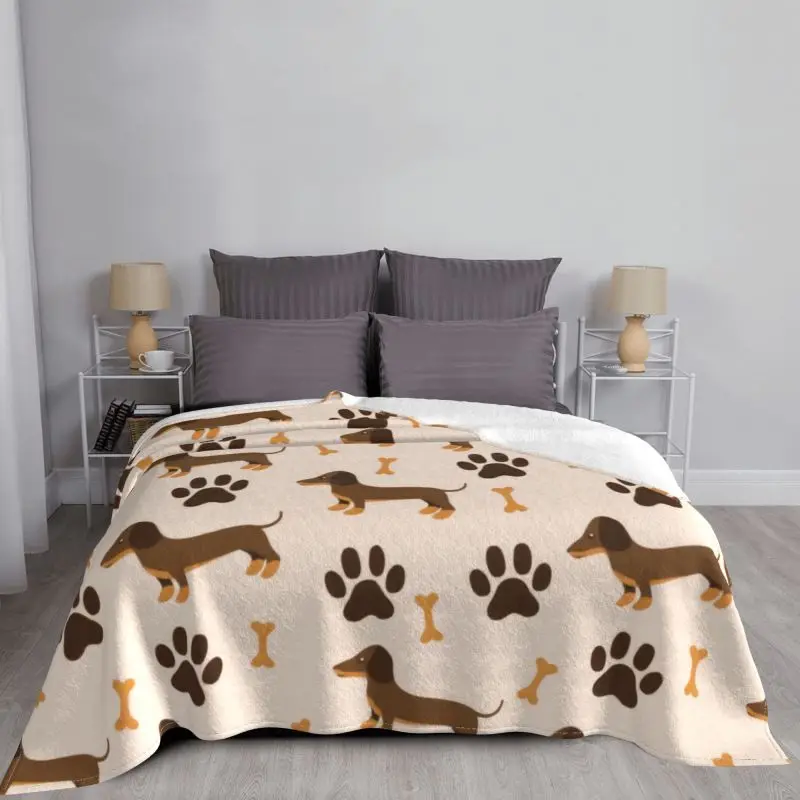 Dachshund Sausage Dog Blanket 3D Print Flannel Fleece Warm Animal Puppy Lovers Throw Blankets for Home Bedding Sofa Bedspreads