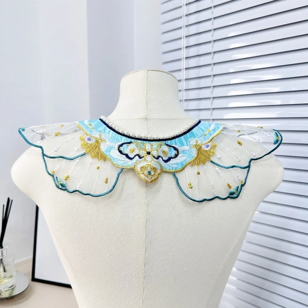 Embroidery Decoration Hanfu Shawl Butterfly Embroidery Handmade False Floral Collar Traditional Style Detachable Collar Yunjian