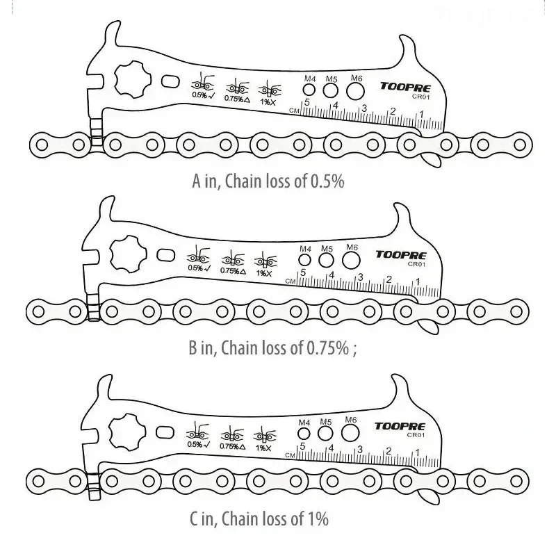 Bicycles Chain Wear Indicators Checker Cycling Chain Gauge Measurement Ruler Road Bike Chain Repair Tool Enduring