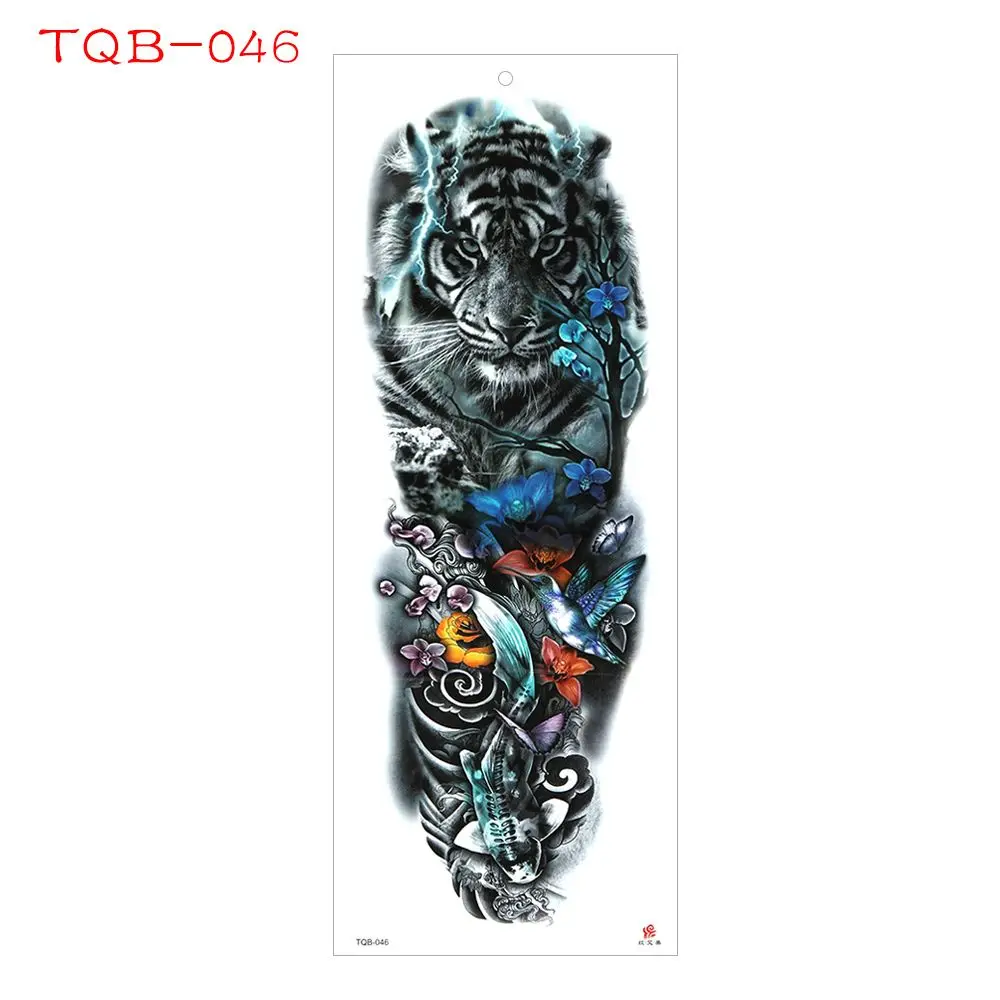 48 * 17CM Hot Fashion Body Art Waterproof  Temporary Decal Tattoo Sticker Tiger Eye Clock  Large Leg Full Arm