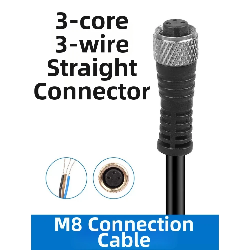 PVC M8 3-Pin Female Connector Cable 2 Meter IP67 Waterproof Dustproof for Factory Automation Signal Transmission