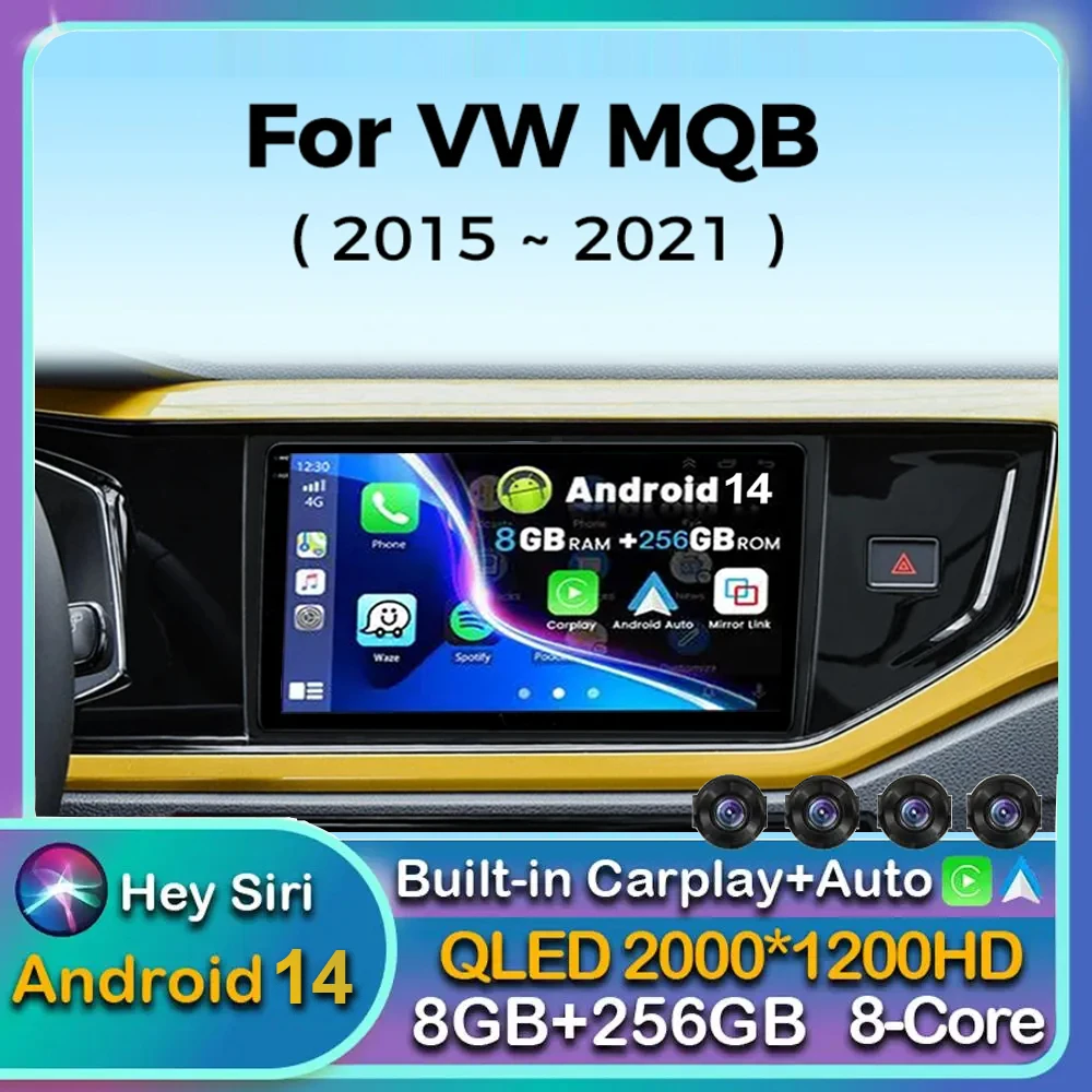 

Автомагнитола Carplay 2DIN на Android 14 с Wi-Fi для Volkswagen VW T-Cross MQB 2018 2019 2020 мультимедийный плеер с GPS стерео