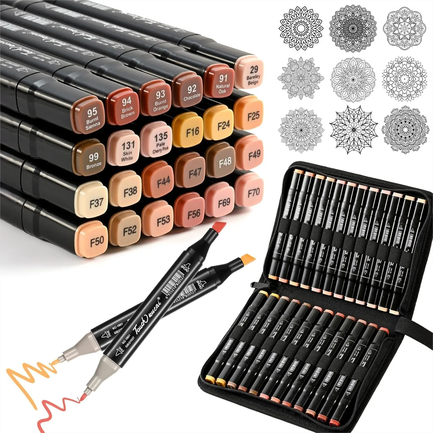

24 Color Skin Tone Alcohol Markers Set Dual Tips Art Markers for Adult Coloring Illustration Drawing