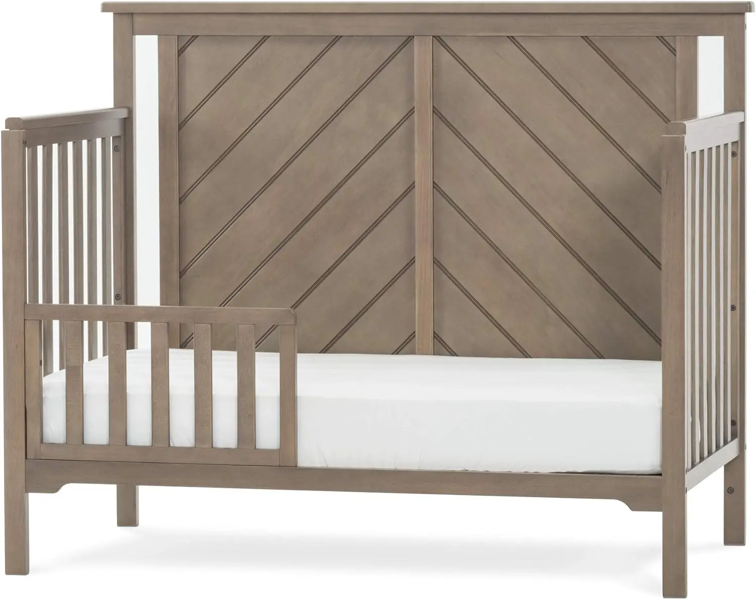 Child Craft Hampton Flat Top 4-in-1 Convertible Crib, Baby Crib Converts to Day Bed, Toddler Bed and Full Size Bed, 3 Adjustable