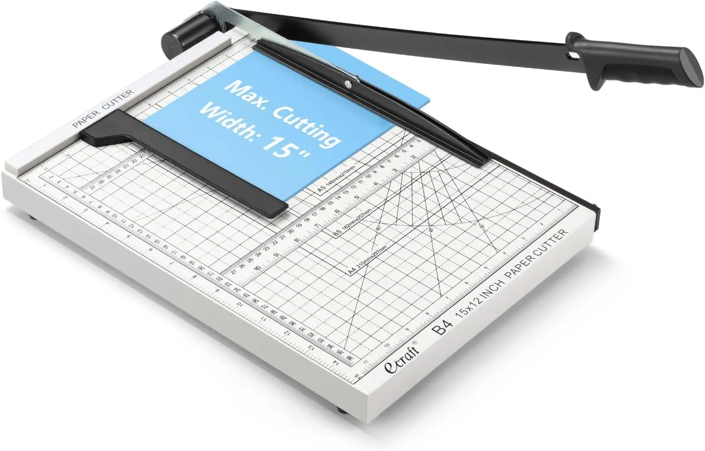 

Heavy-Duty 15" Guillotine Paper Cutter with Automatic Clamp,Safety Lock&Magnetic Guide - Precision Trimmer for Office and Crafts