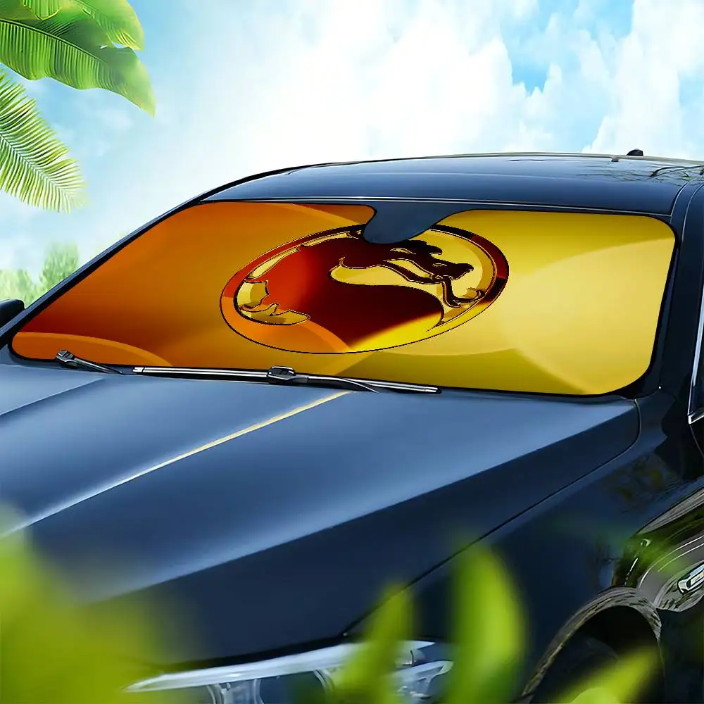 M-Mortal K-KombatS LOGO سيارة الشمس الظل نافذة أمامية ظلة لمعظم سيارات السيدان SUV كتل ماكس الأشعة فوق البنفسجية إبقاء سيارتك باردة