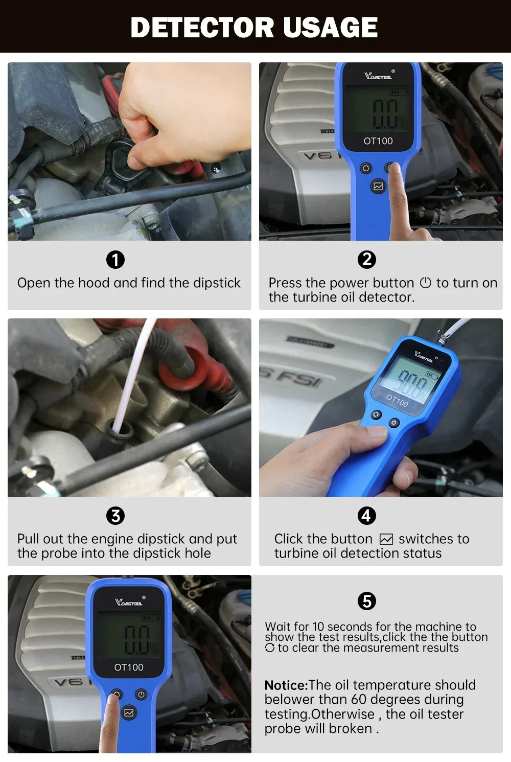 

New OT100 Engine Oil Tester Auto Check Oil Quality With LED Display Gas Analyzer Inject Brake Fluid Tester Testing Tool