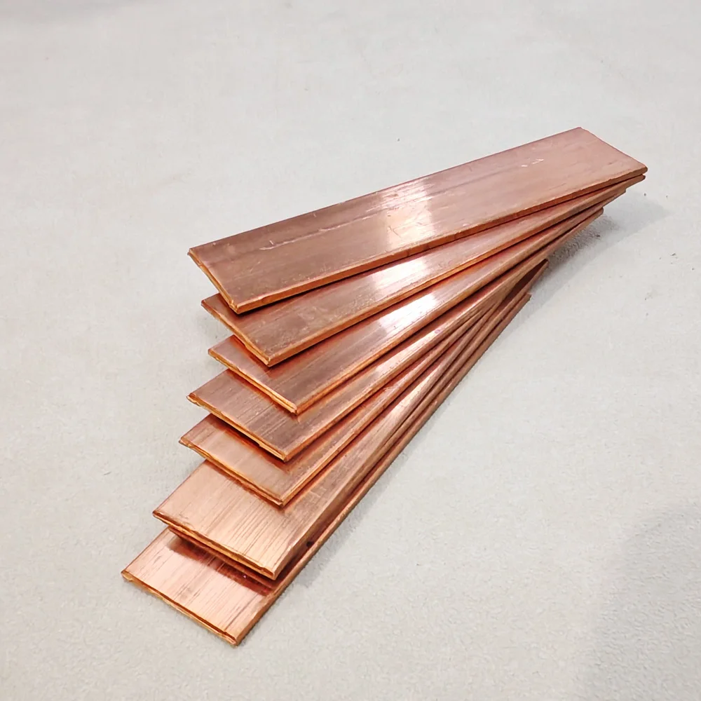 T2 Red Copper Flat Bar Plate Strip Thick0.1~10mm Pure Copper Bar Foil Strip Solid CNC Metal Sheet Width 5~12mm Conductive Busbar
