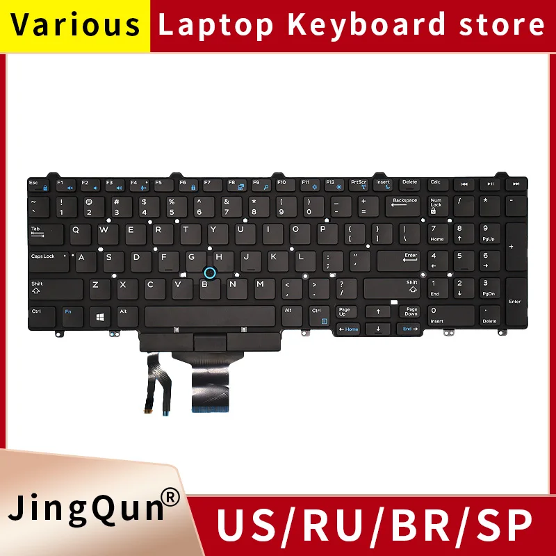 Rosyjska amerykańska klawiatura do Dell Latitude E5550 E5570 E5580 E5590 E5591 P53F Precision M3510 3520 7510 7710 7720 7520 Podświetlenie